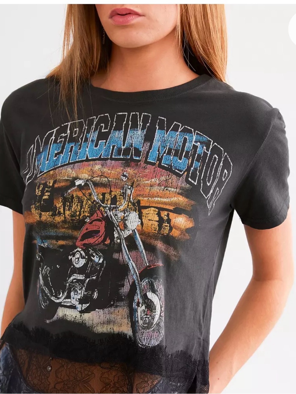 Black 'American Motor' Graphic Short Sleeve Tee
